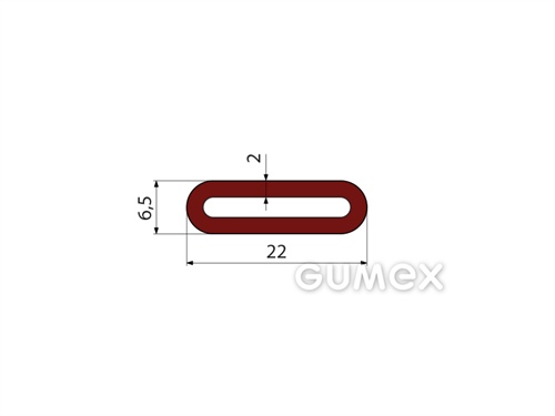 Geformtes Silikonprofil, 6,5x22/2mm, 60°ShA, -60°C/+250°C, rotbraun, 